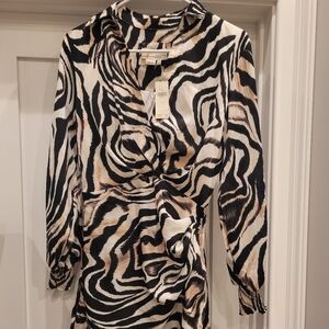 Zebra Print Long Sleeve Dress